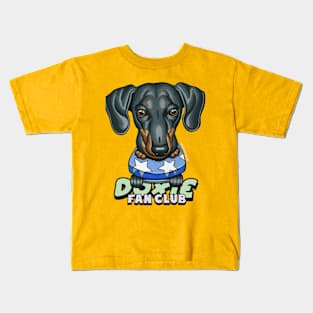 Cute Black and Tan Doxie skateboarding  on Star Skateboard Kids T-Shirt